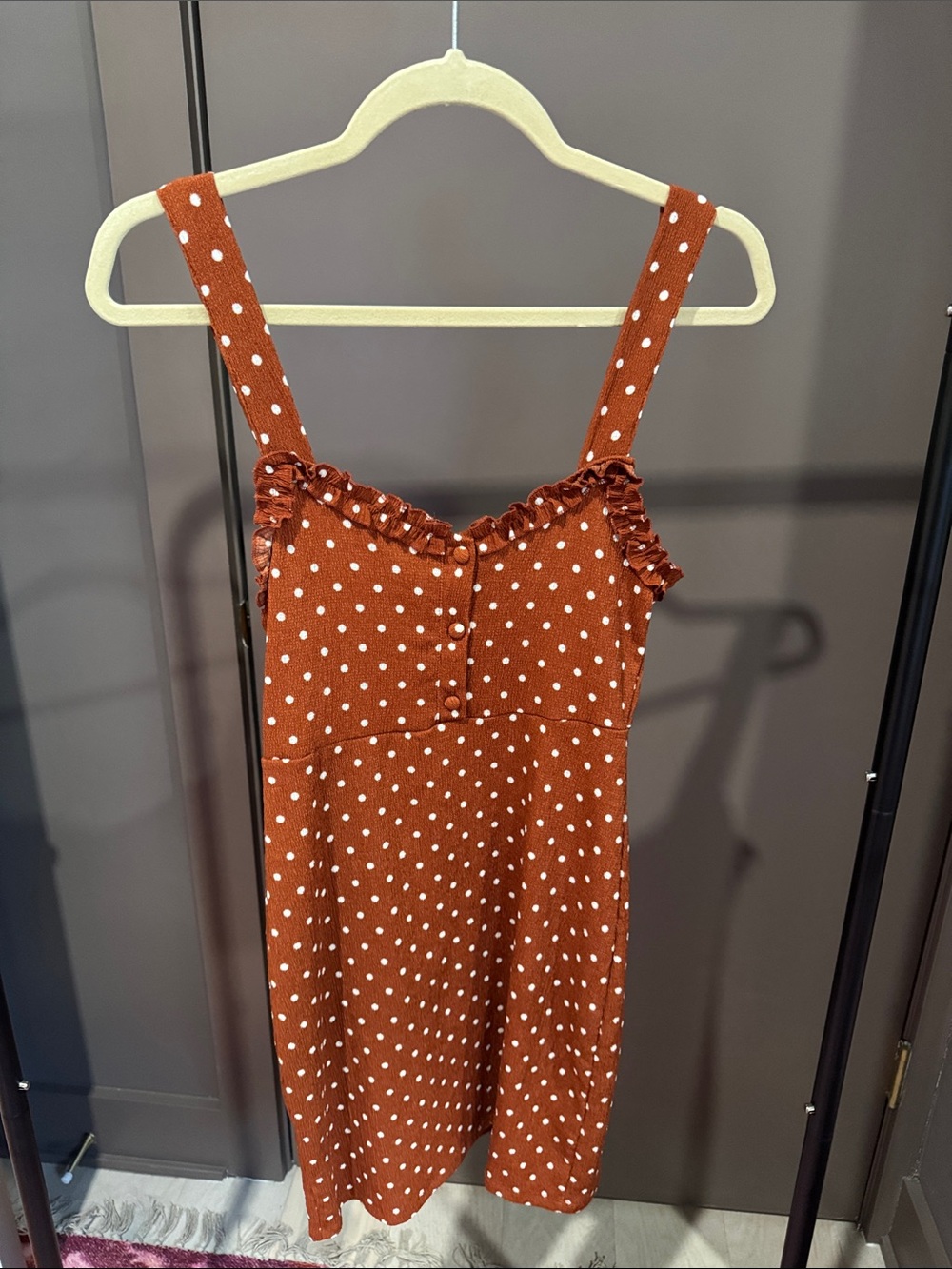 Urban Outfitters Rust Polka Dot Mini Dress